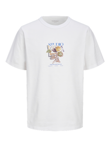 Jack & Jones Printed Crew neck T-shirt -Bright White - 12262506