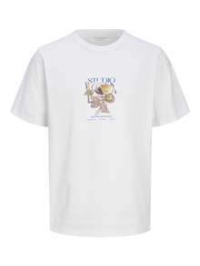 Jack & Jones Tryck Rundringning T-shirt -Bright White - 12262506