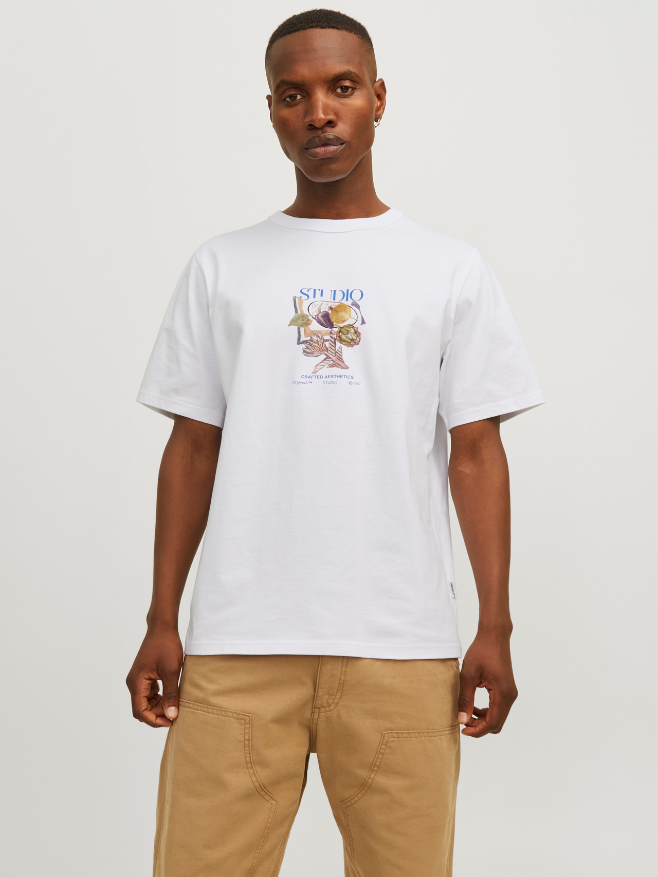 Jack & Jones Painettu Pyöreä pääntie T-paita -Bright White - 12262506
