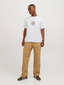 Jack & Jones Printed Crew neck T-shirt -Bright White - 12262506