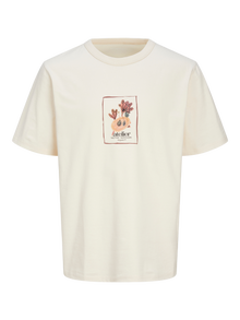 Jack & Jones Painettu Pyöreä pääntie T-paita -Buttercream - 12262506