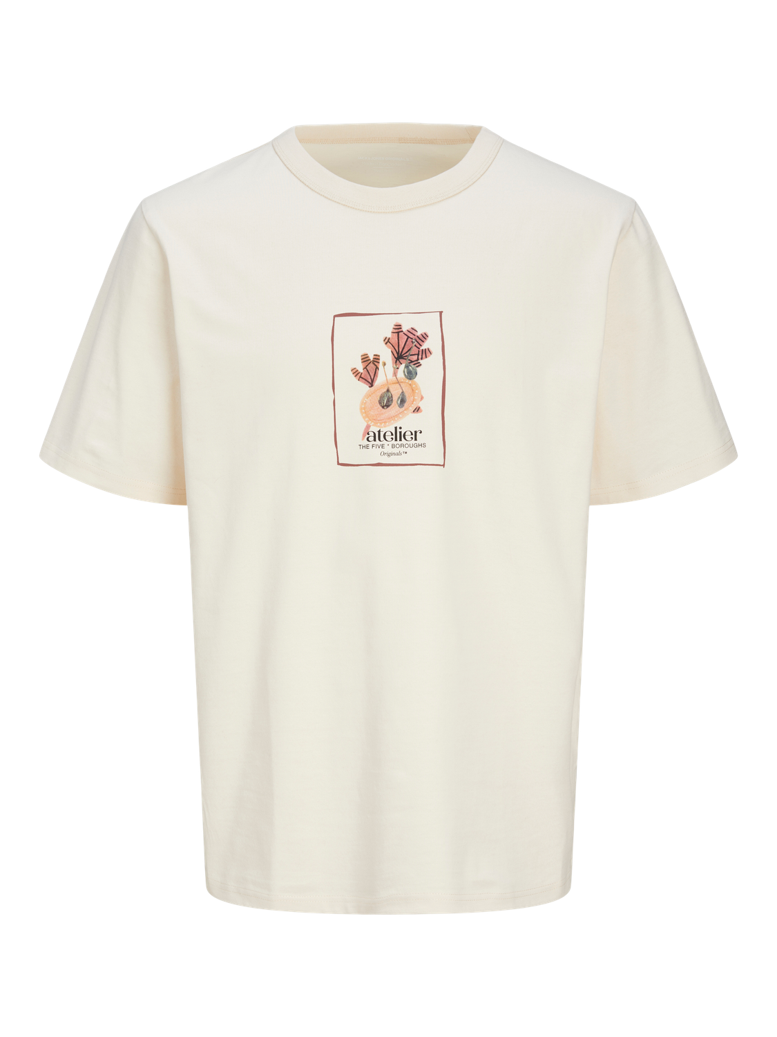 Jack & Jones Tryck Rundringning T-shirt -Buttercream - 12262506