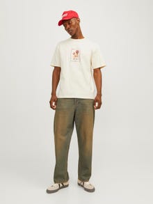 Jack & Jones T-shirt Estampar Decote Redondo -Buttercream - 12262506