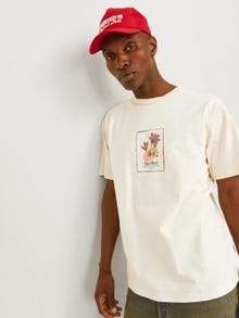 Jack & Jones Printed Crew neck T-shirt -Buttercream - 12262506