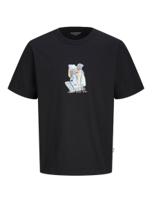 Jack & Jones Bedrukt Ronde hals T-shirt -Black - 12262506