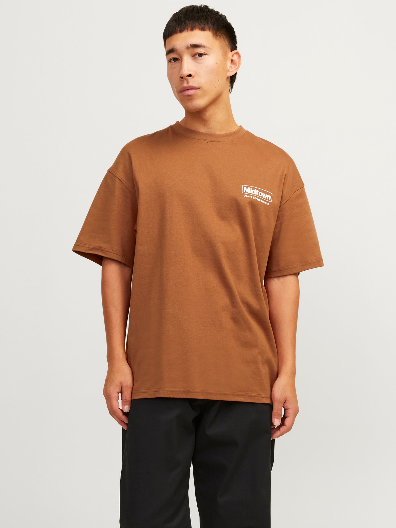 Jack & Jones Spausdintas raštas Apskritas kaklas Marškinėliai -Mocha Bisque - 12262718