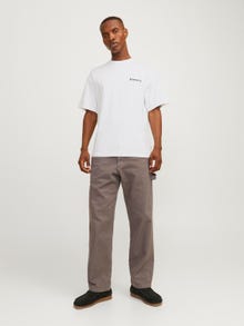 Jack & Jones Trükitud Ümmargune kaelus T-särk -Bright White - 12262718