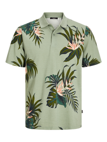 Jack & Jones All Over Print Polo T-shirt -Lily Pad - 12262782