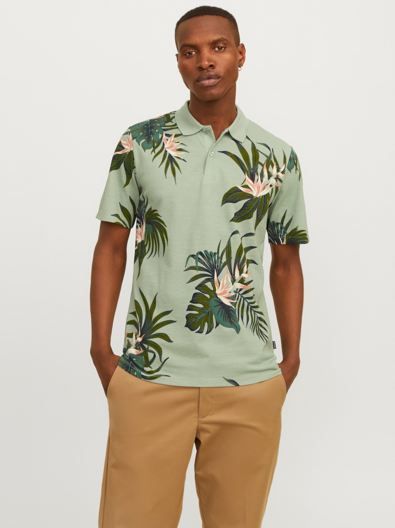 Jack & Jones Celoplošný potisk Polo límec Tričko -Lily Pad - 12262782