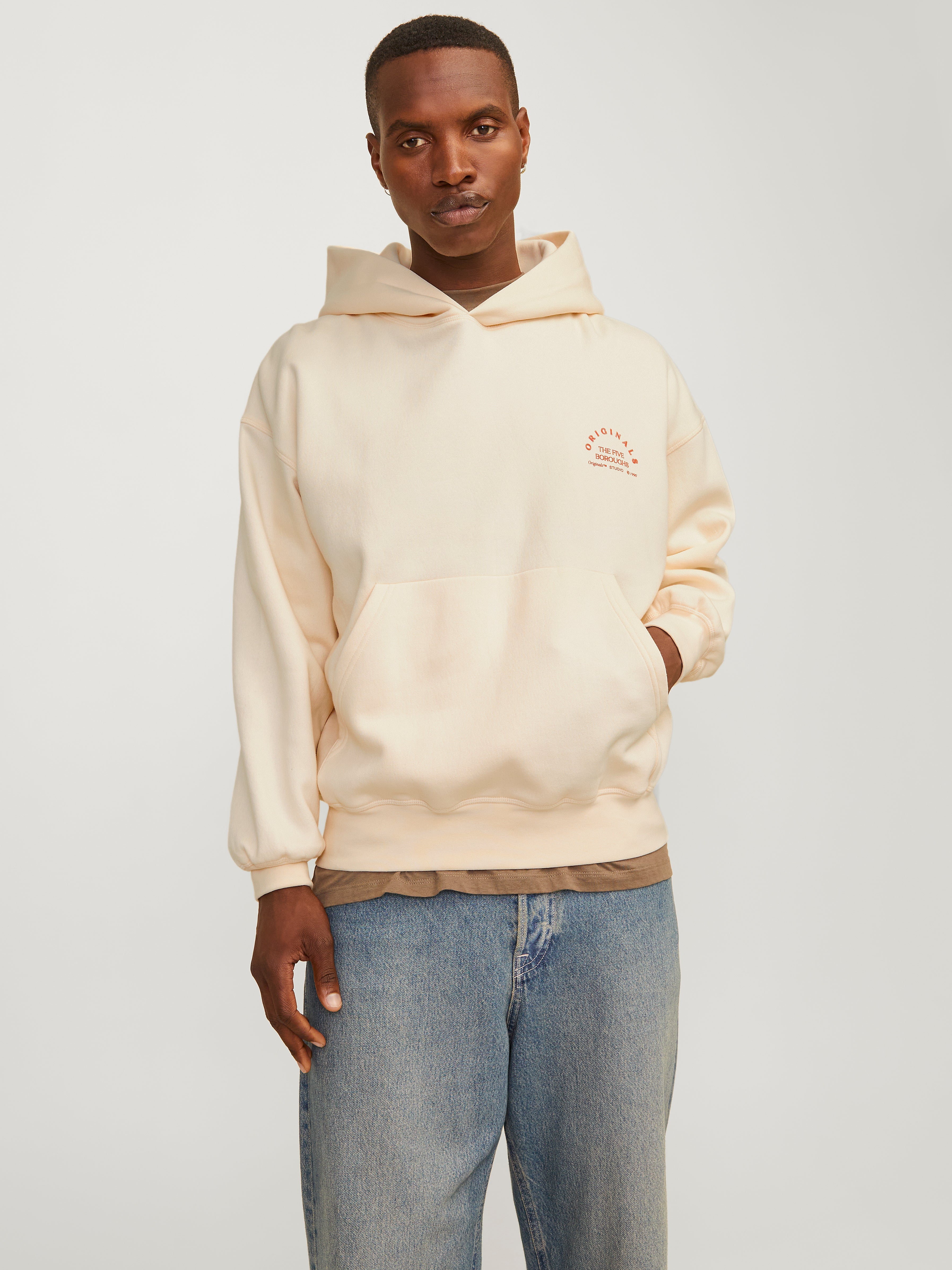 Jack and jones hoodie beige sale