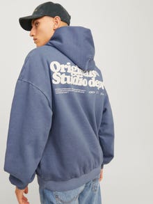 Jack & Jones Gedrukt Hoodie -Nightshadow Blue - 12262878