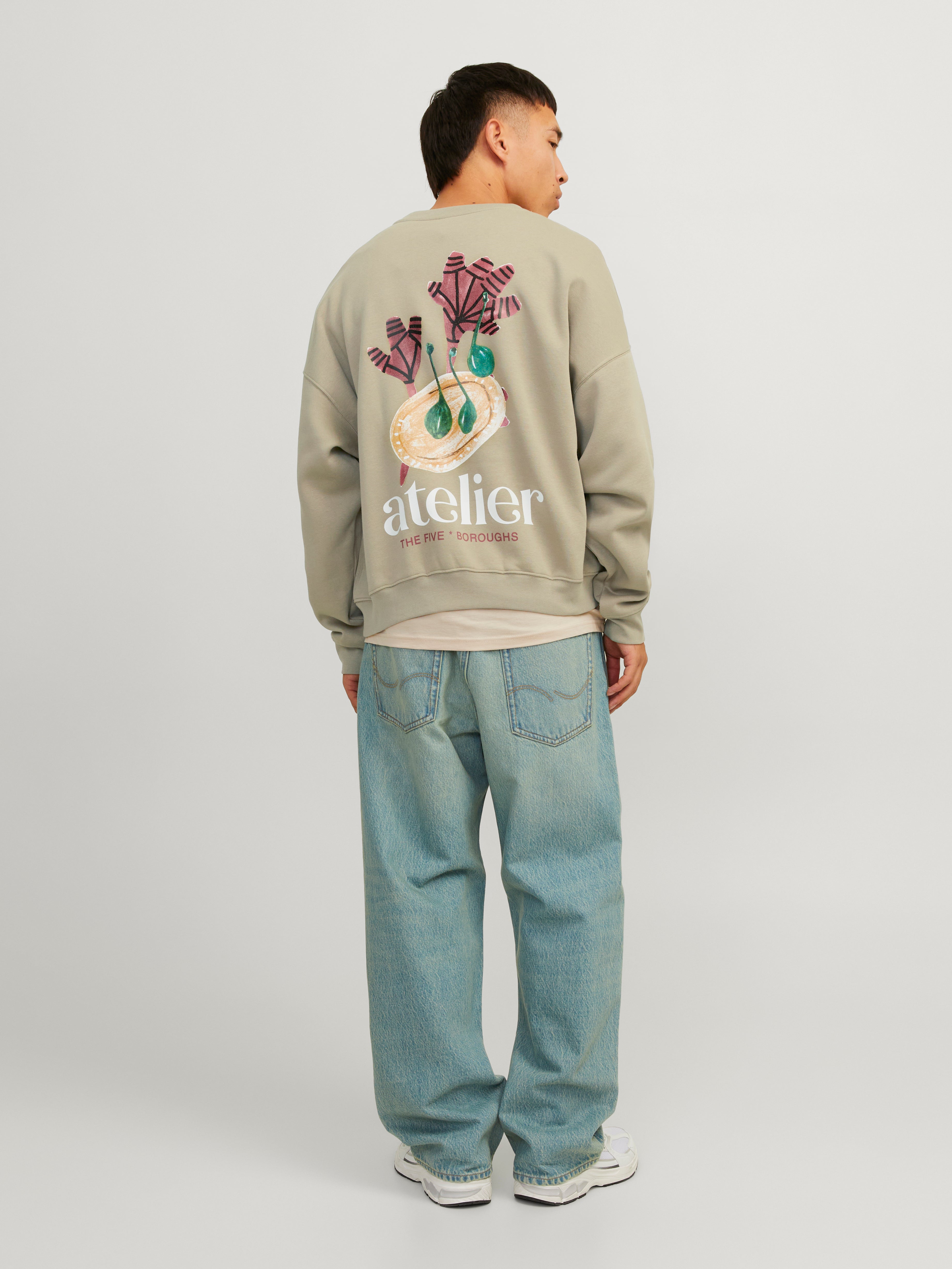 Jack & Jones Printed Sweatshirt -Silver Sage - 12262881