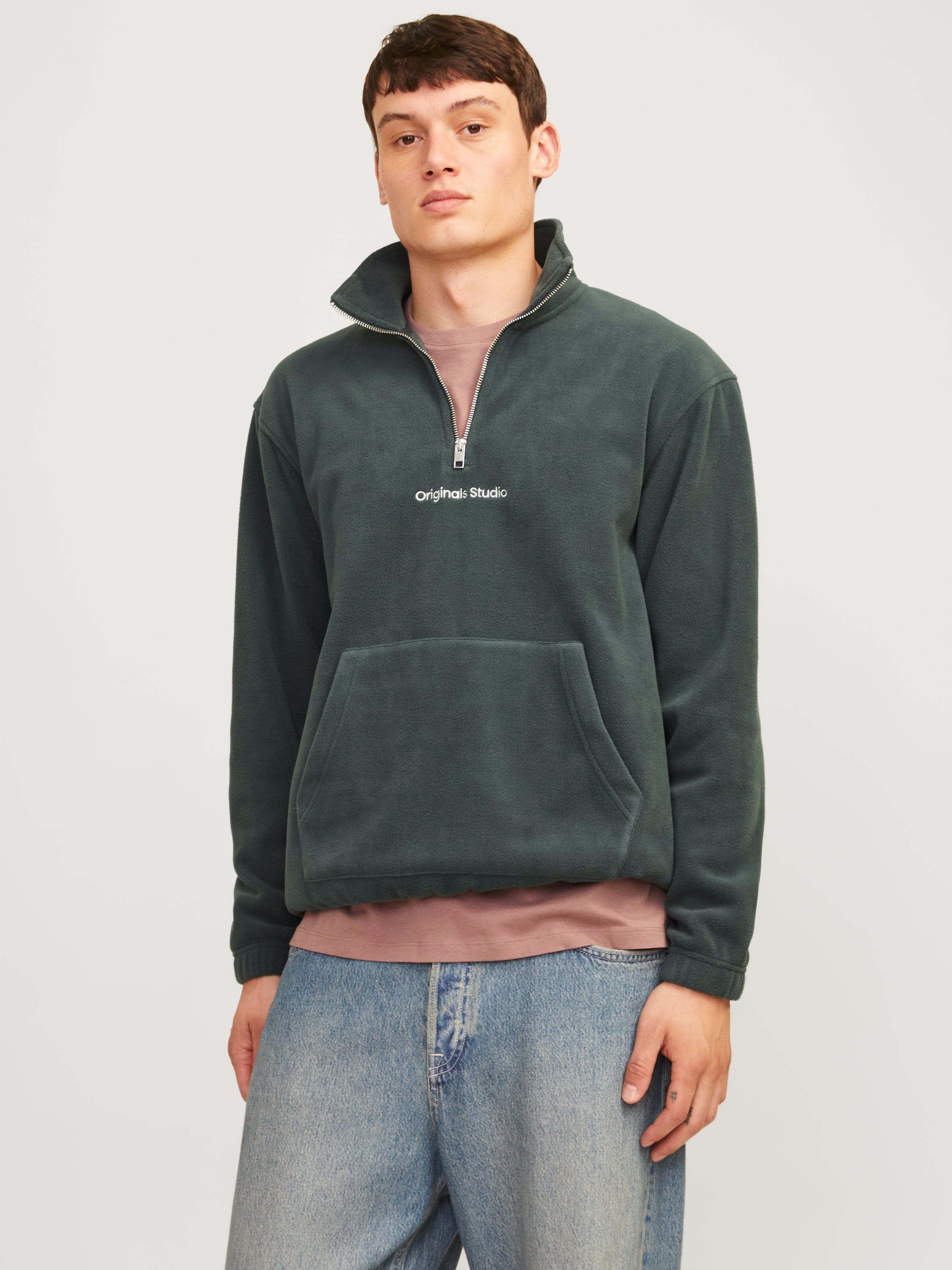 Printed Fleece sweatshirt Dark Green Jack Jones