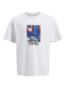 Jack & Jones Trykk T-skjorte For gutter -Bright White - 12263146