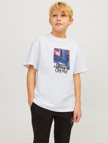 Jack & Jones Trykk T-skjorte For gutter -Bright White - 12263146