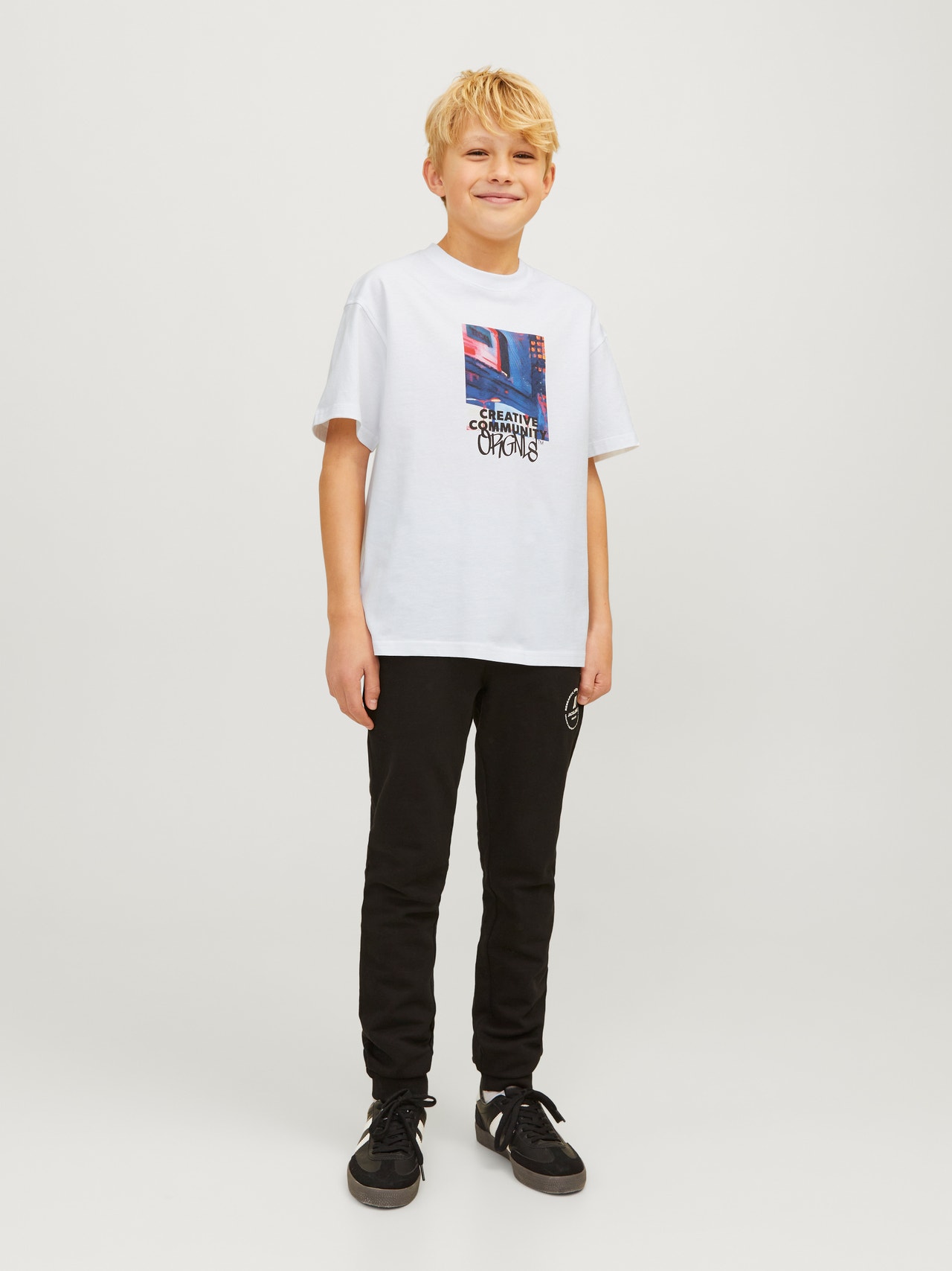 Jack & Jones Trykk T-skjorte For gutter -Bright White - 12263146