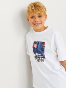 Jack & Jones Trykk T-skjorte For gutter -Bright White - 12263146