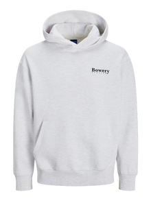 Jack & Jones Printet Hættetrøje -White Melange - 12263179