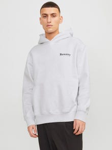 Jack & Jones Printet Hættetrøje -White Melange - 12263179
