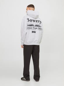Jack & Jones Printet Hættetrøje -White Melange - 12263179