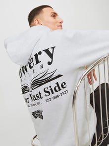 Jack & Jones Printet Hættetrøje -White Melange - 12263179