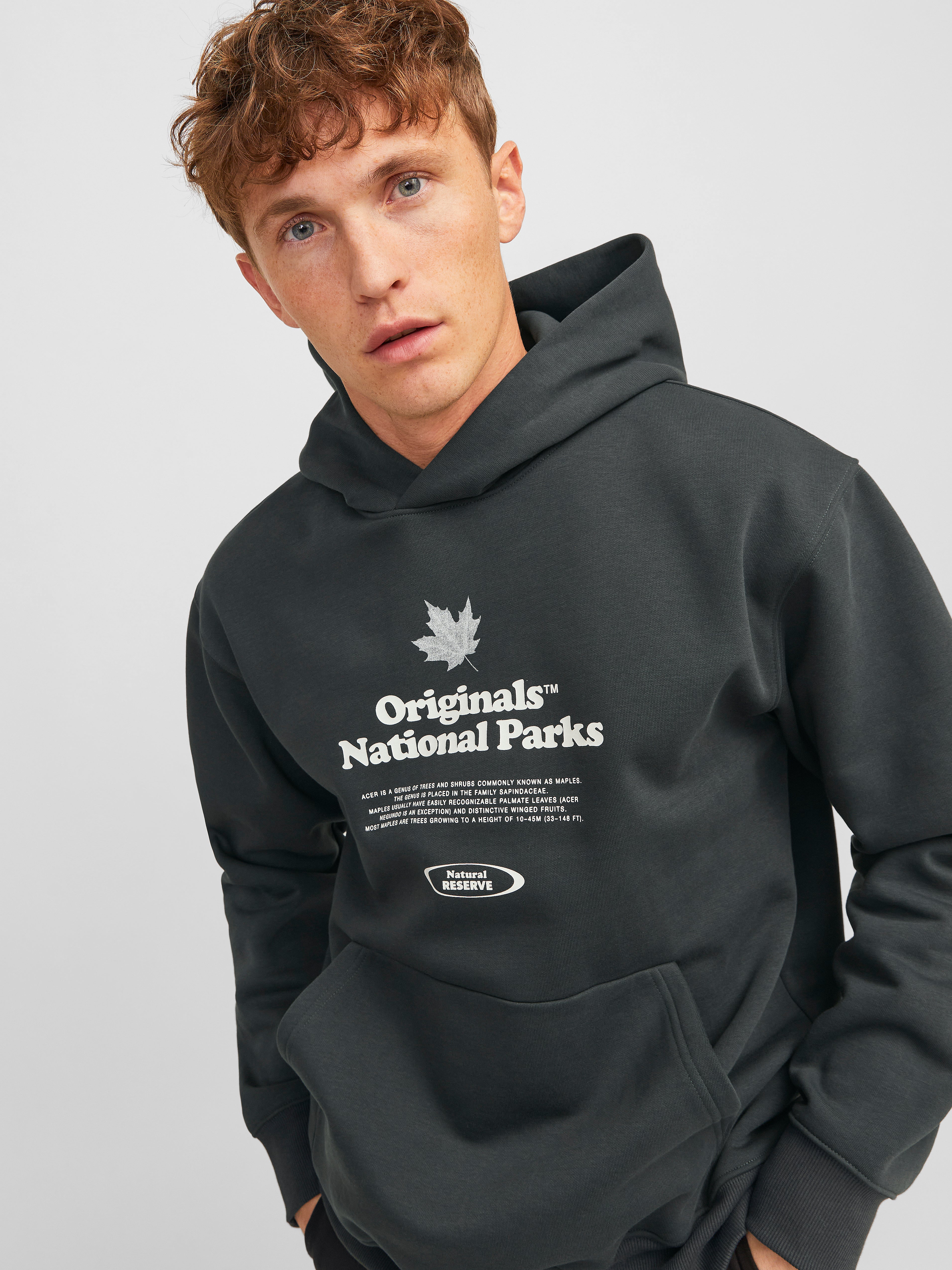 Gebreide hoodie voor heren, Bruin gemêleerd