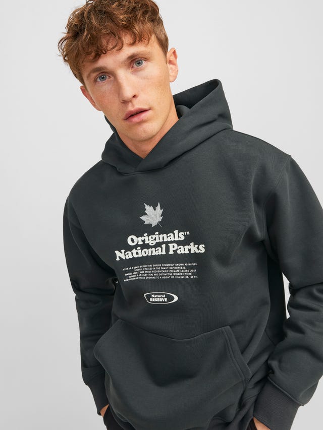 Gebreide hoodie voor heren, Bruin gemêleerd Gebreide hoodie voor heren, Bruin gemêleerd