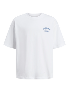 Jack & Jones Printet T-shirt Til drenge -Bright White - 12263182