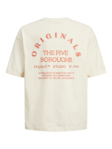 Jack & Jones Printet T-shirt Til drenge -Buttercream - 12263182