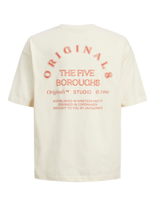 Jack & Jones T-shirt Estampar Para meninos -Buttercream - 12263182