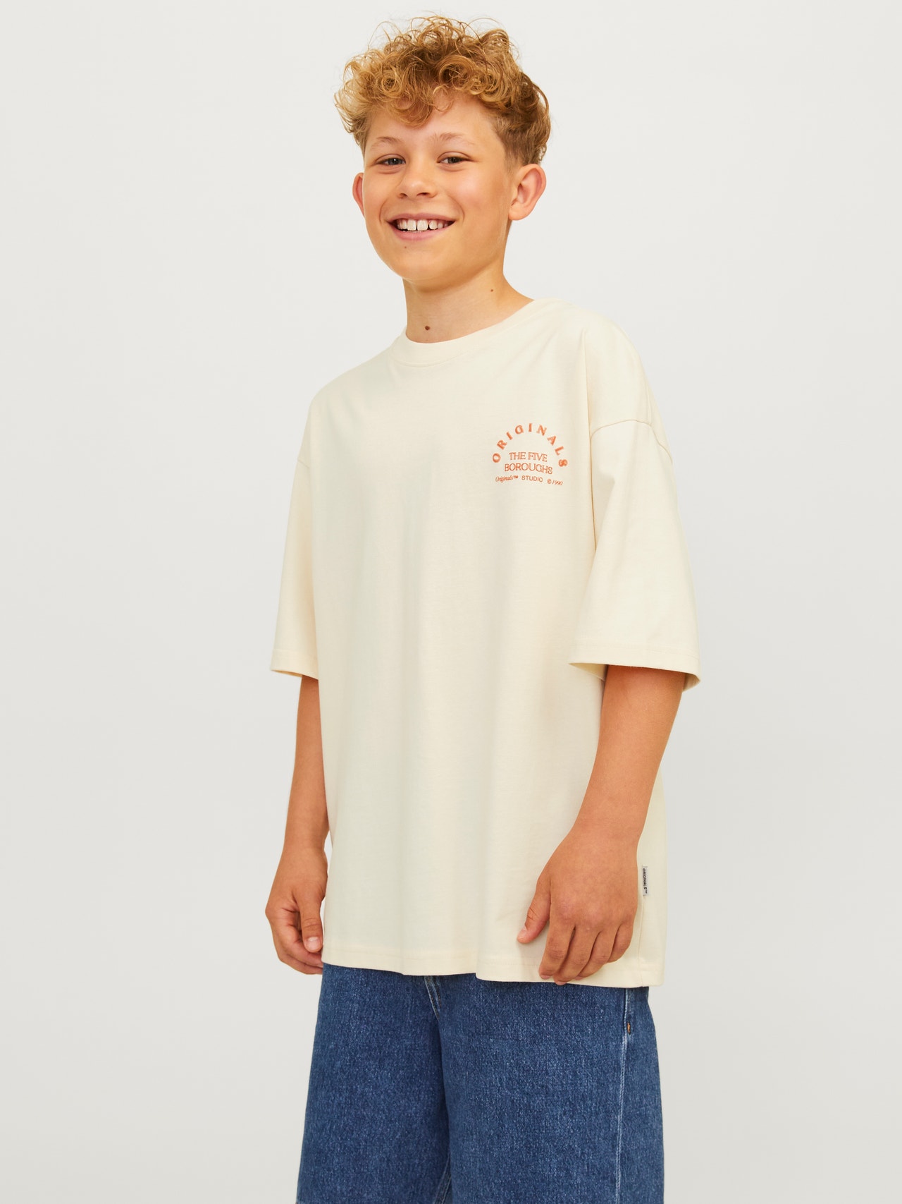Jack & Jones T-shirt Estampar Para meninos -Buttercream - 12263182