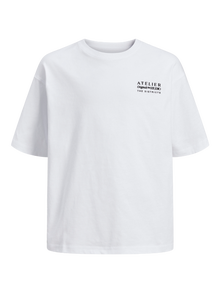 Jack & Jones Trykk T-skjorte For gutter -Bright White - 12263183