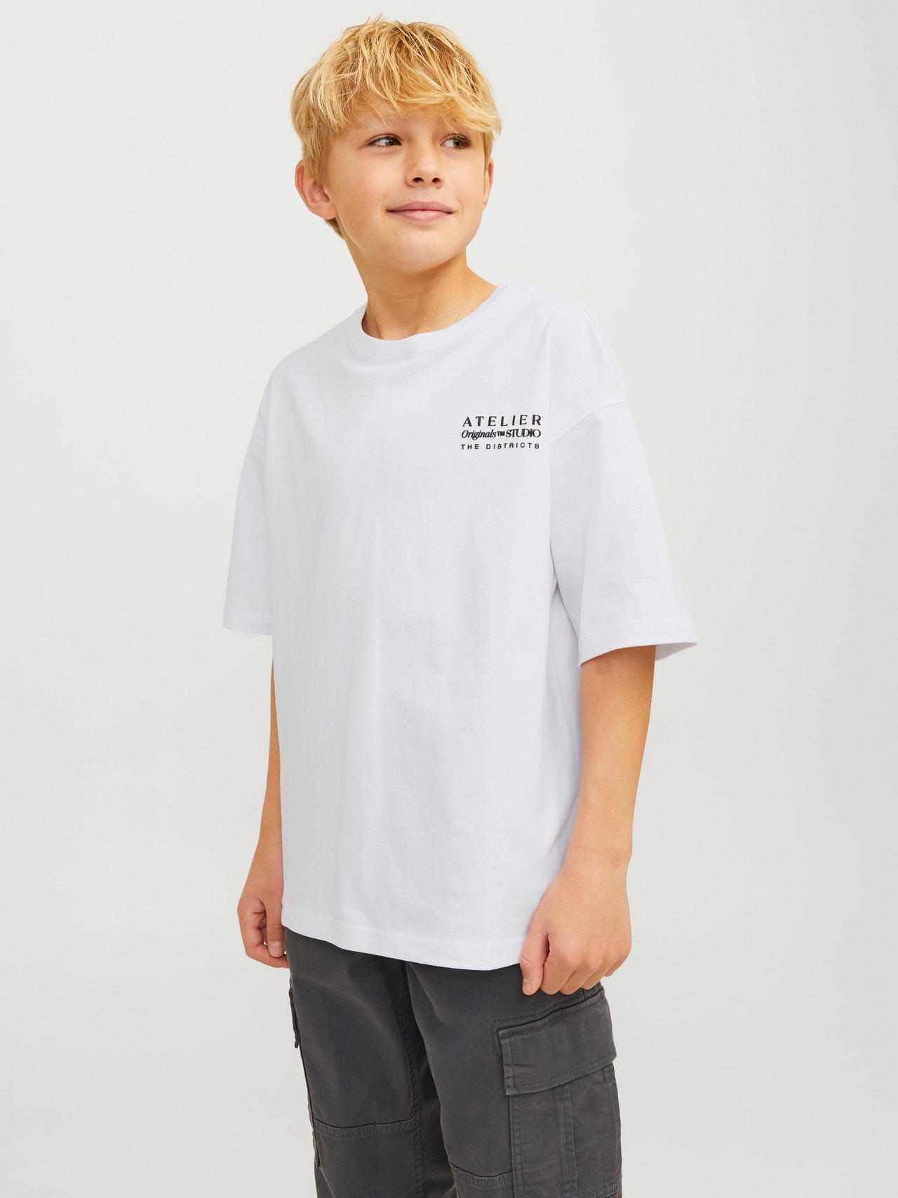 Jack & Jones Printet T-shirt Til drenge -Bright White - 12263183
