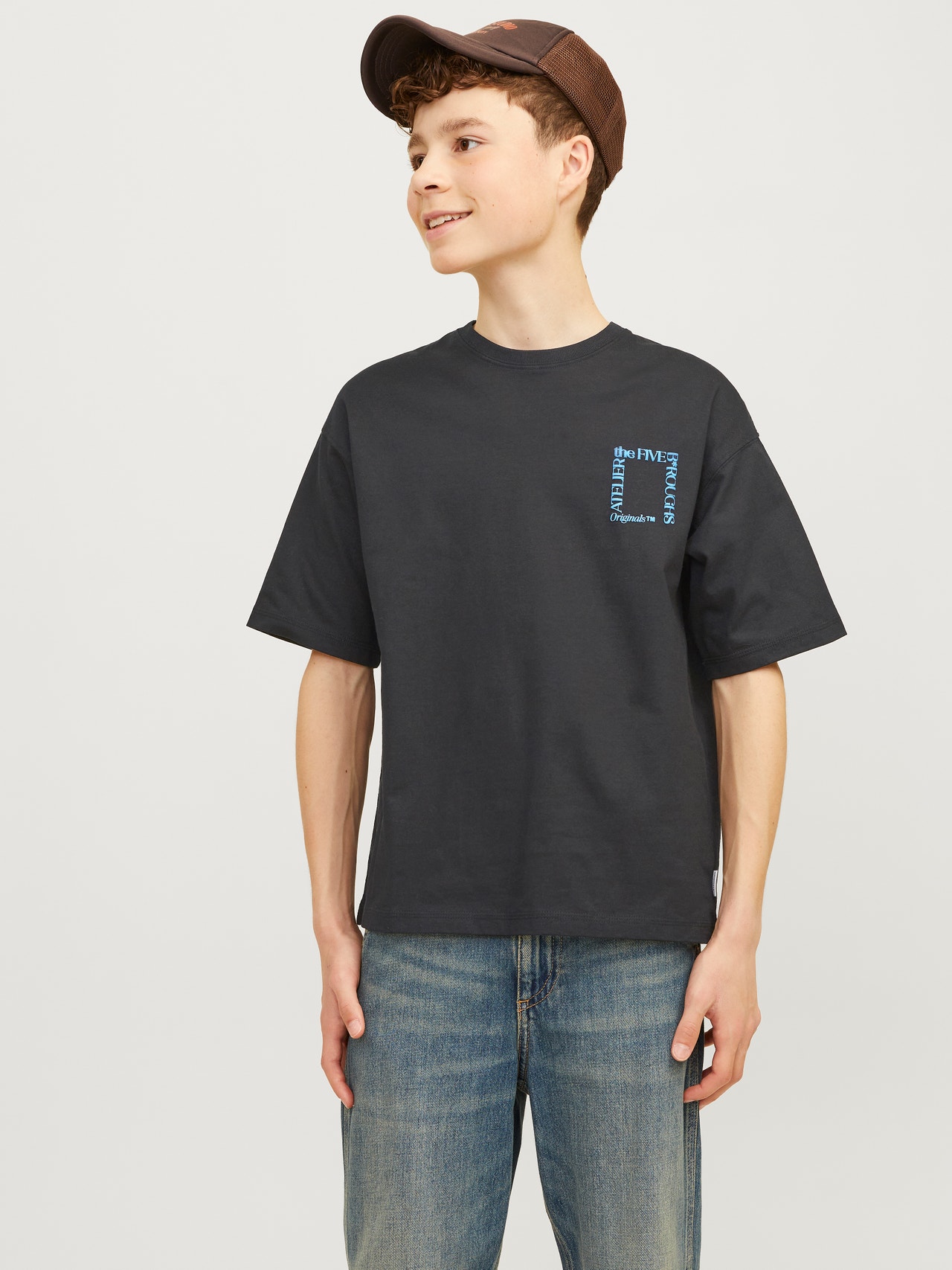 Jack & Jones Printed T-shirt For boys -Black - 12263183