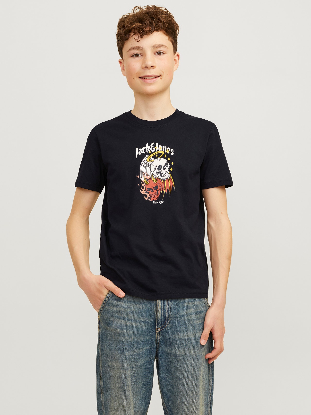 Jack & Jones Printed T-shirt For boys -Black - 12263213