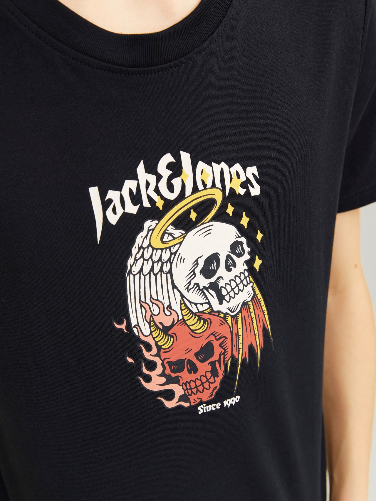 Jack & Jones Τυπική εφαρμογή Στρογγυλή λαιμόκοψη Junior Κοντομάνικο μπλουζάκι -Black - 12263213