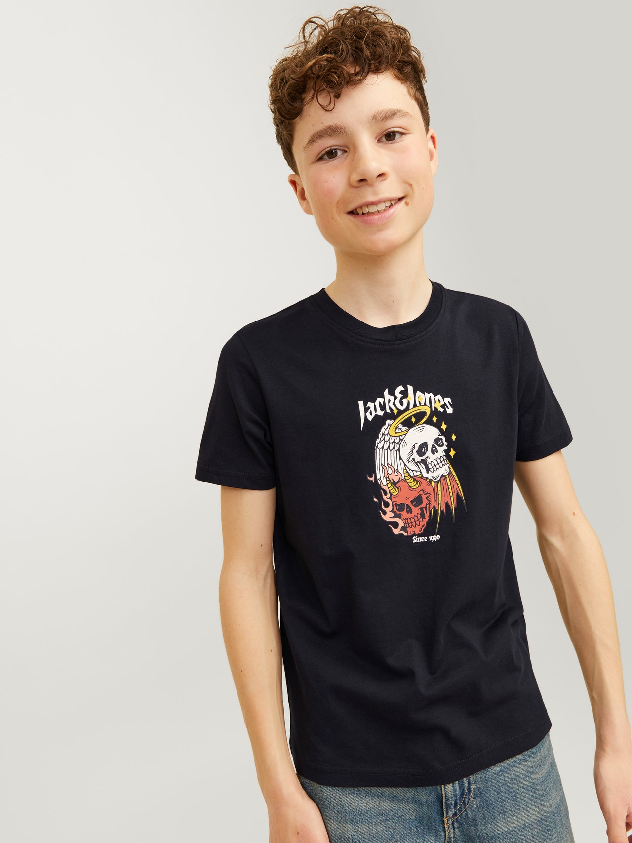 Jack & Jones Printed T-shirt For boys -Black - 12263213