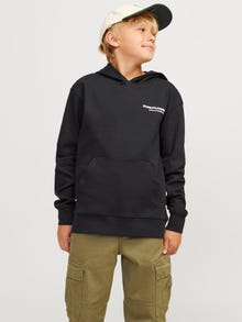 Jack & Jones Printed Hoodie For boys -Black - 12263302