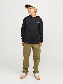 Jack & Jones Printed Hoodie For boys -Black - 12263302