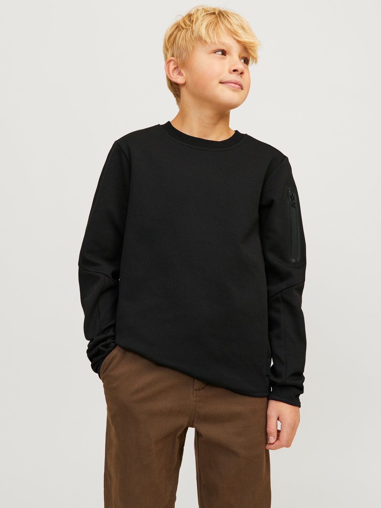 Jack & Jones Effen Sweatshirt met ronde hals Voor jongens -Black - 12263320