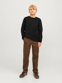 Jack & Jones Enfärgat Crewneck tröja För pojkar -Black - 12263320