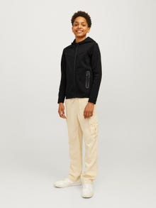 Jack & Jones Plain Zip Hoodie For boys -Black - 12263334