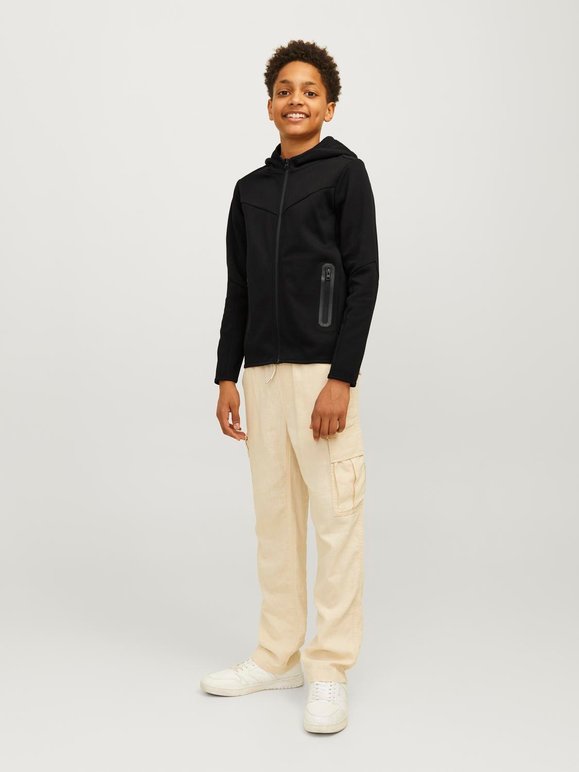 Jack & Jones Sweat à capuche zippé Uni Pour les garçons -Black - 12263334