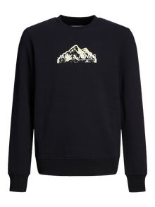 Jack & Jones Logo Crew neck Sweatshirt For boys -Black - 12263372