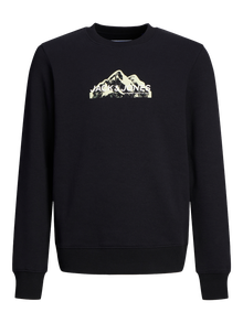 Jack & Jones Logo Crew neck Sweatshirt For boys -Black - 12263372