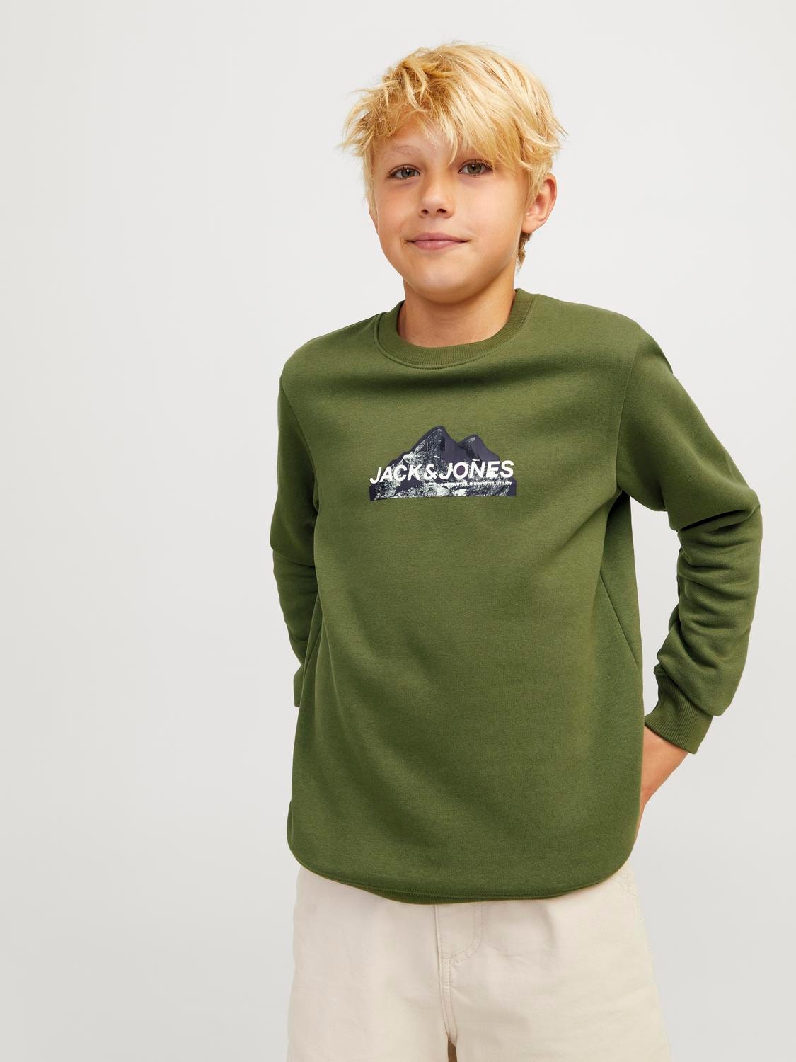 Jack & Jones Logo Crew neck Sweatshirt For boys -Cypress - 12263372