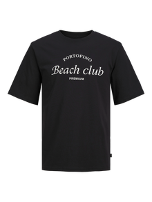 Jack & Jones T-shirt Estampar Decote Redondo -Black Onyx - 12263519