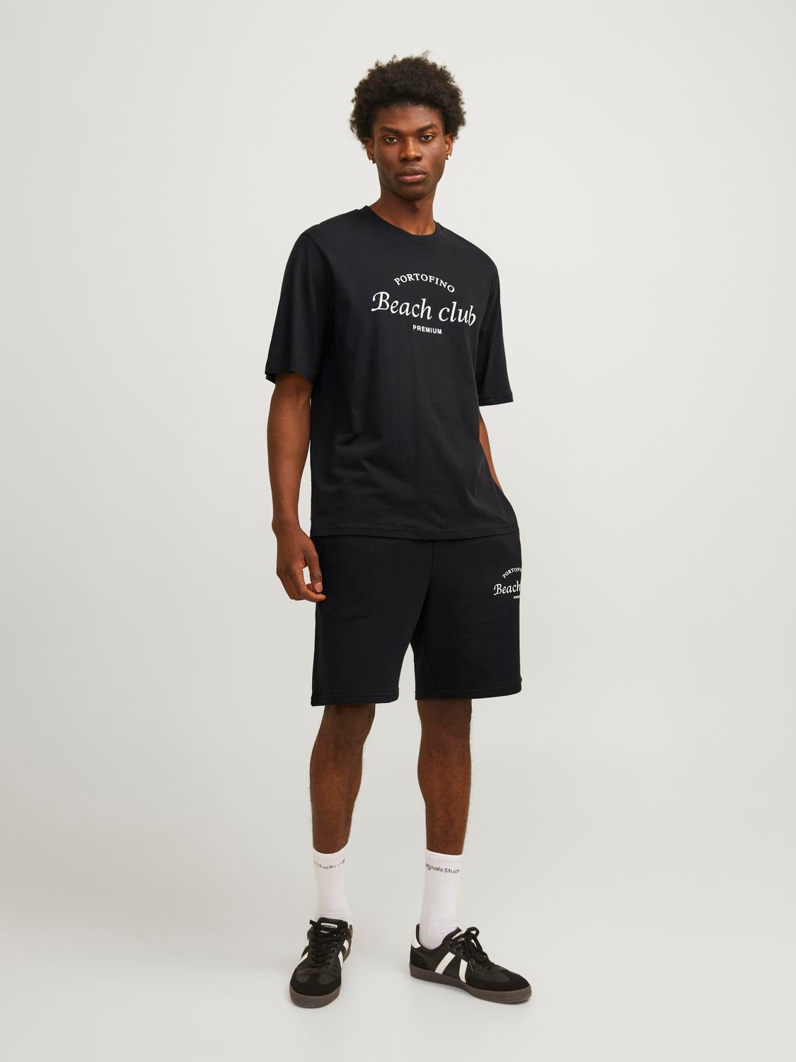 Jack & Jones Nyomott mintás Környak Trikó -Black Onyx - 12263519