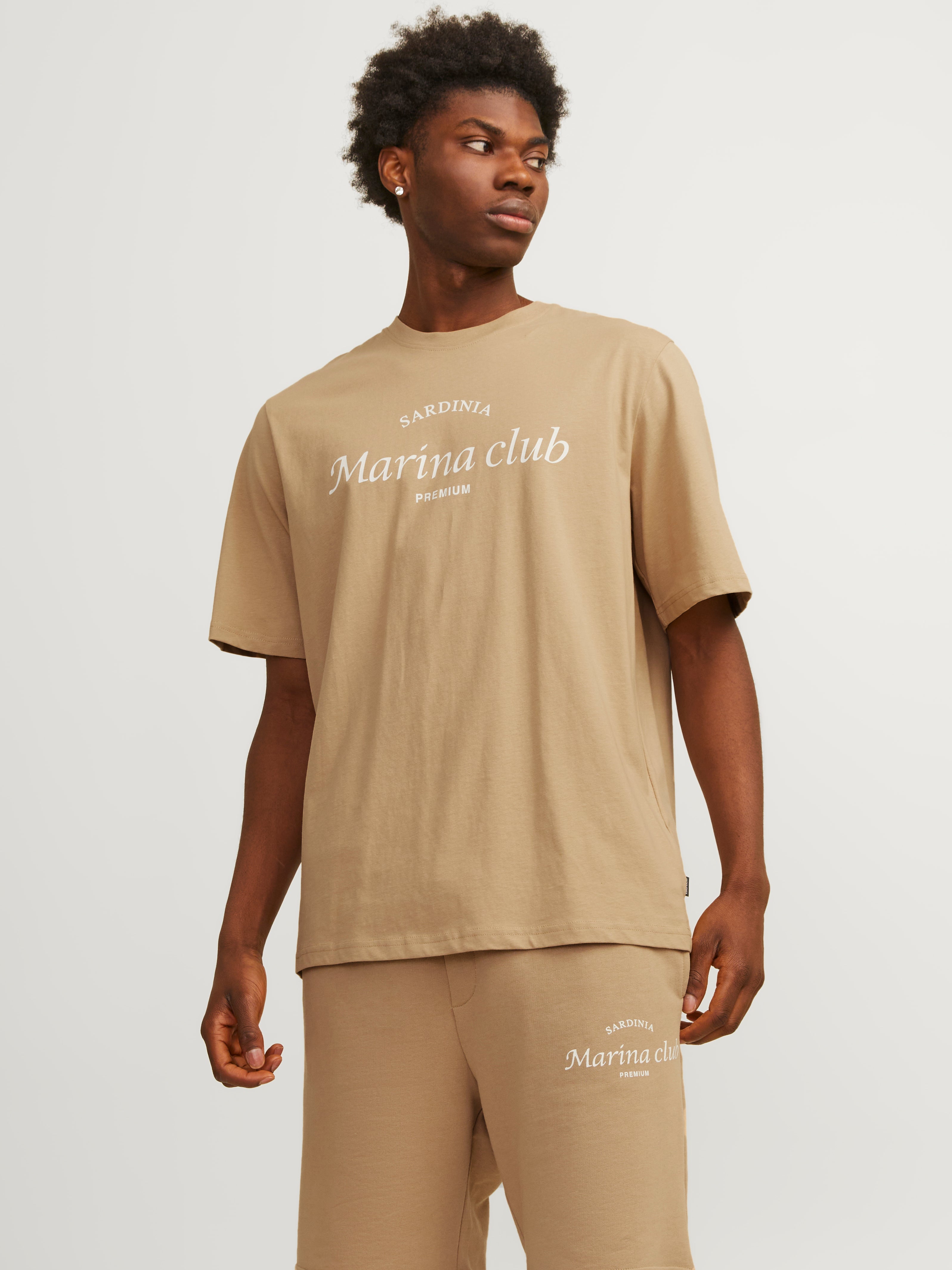Gedruckt Rundhals T-shirt | Beige | Jack & Jones®