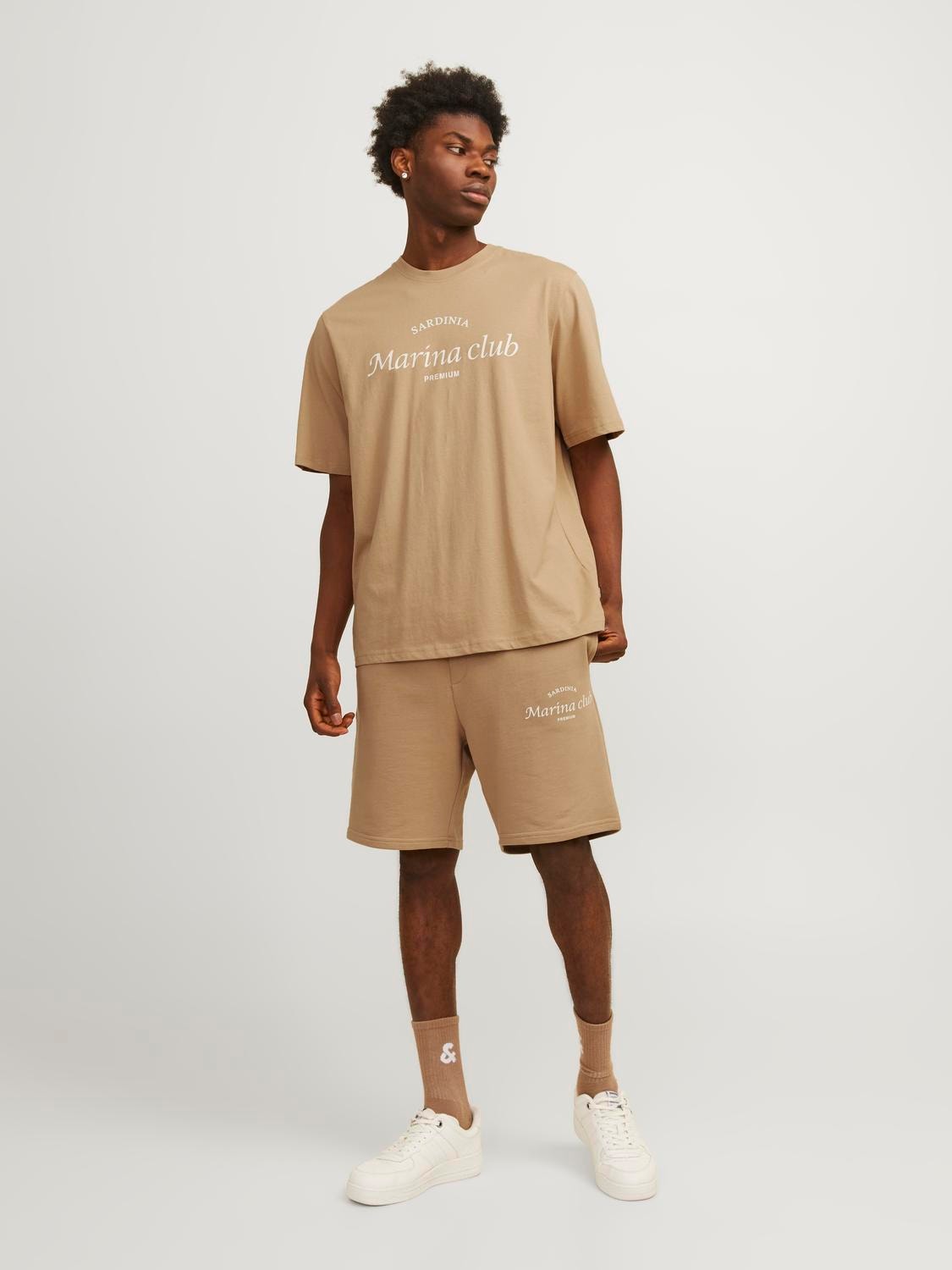 Jack & Jones Nyomott mintás Környak Trikó -Travertine - 12263519